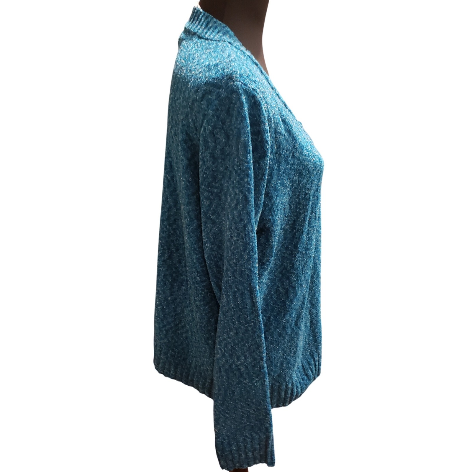 Vintage White Stag Women's Blue Marl V Neck Sweater Xl/Xg (16-18) — image 3 of 8